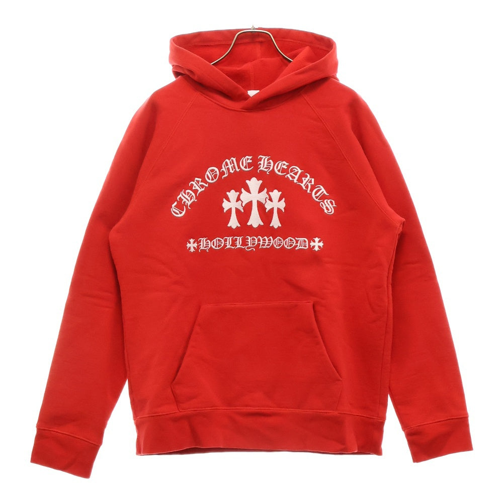 CHROME HEARTS(クロムハーツ) Y NOT Cemetery Cross Pullover Hoodie King Taco ワイノットセメタリークロスプルオーバーフーディ パーカー ロゴ刺繍 レッド キングタコ