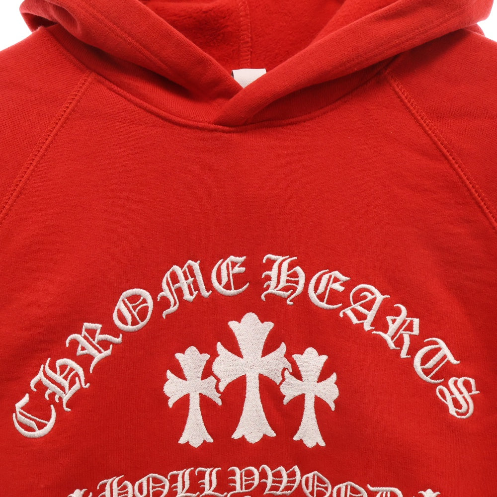 CHROME HEARTS(クロムハーツ) Y NOT Cemetery Cross Pullover Hoodie King Taco ワイノットセメタリークロスプルオーバーフーディ パーカー ロゴ刺繍 レッド キングタコ