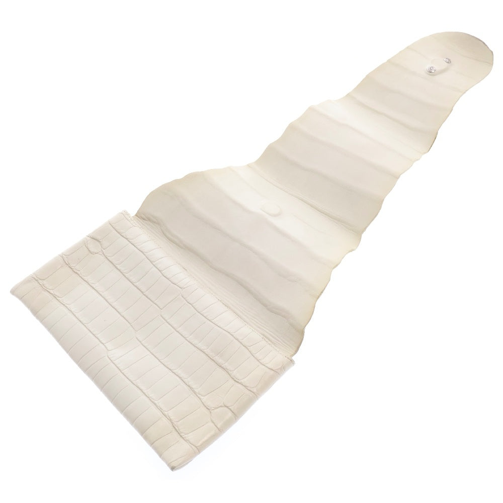 CHROME HEARTS(クロムハーツ) WHT ALLIGTR RHODM PLATED SLV HRDWR BAG BS FLR フラップ 折りたたみクラッチバッグ アリゲーター BSフレア ホワイト