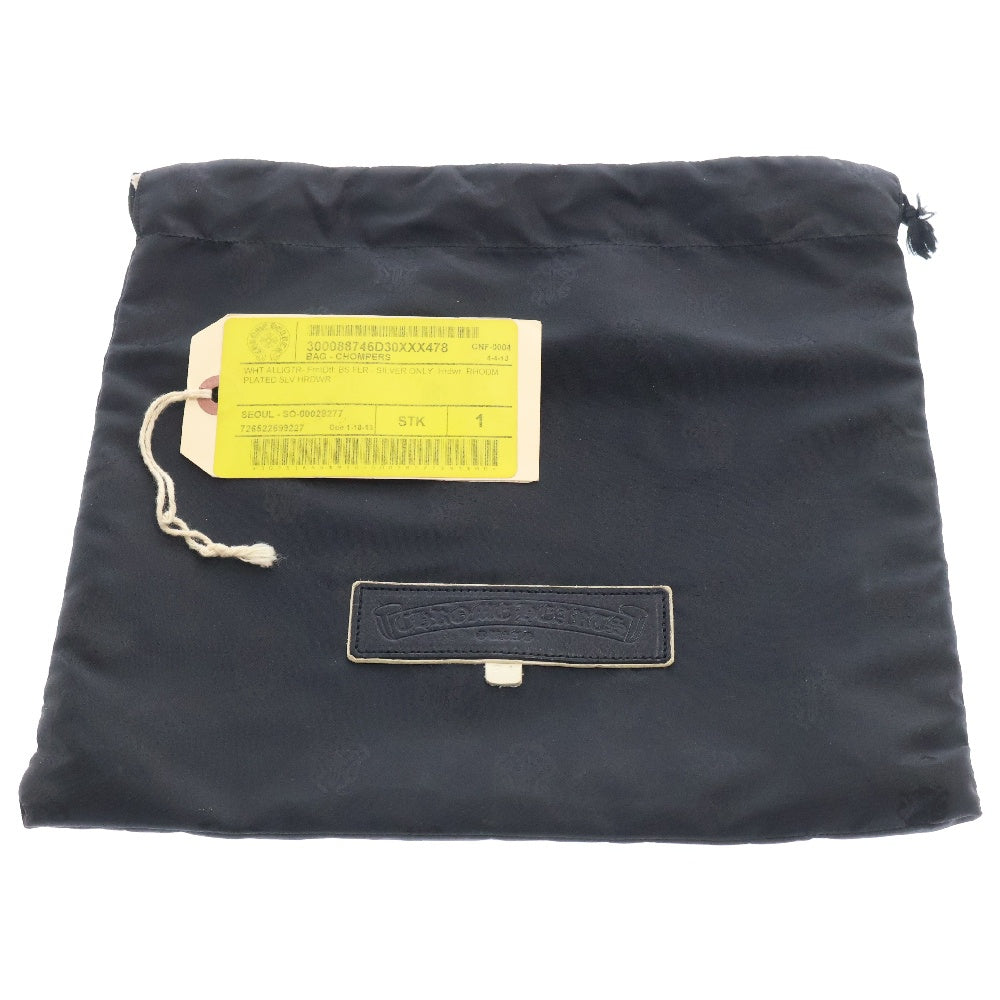 CHROME HEARTS(クロムハーツ) WHT ALLIGTR RHODM PLATED SLV HRDWR BAG BS FLR フラップ 折りたたみクラッチバッグ アリゲーター BSフレア ホワイト