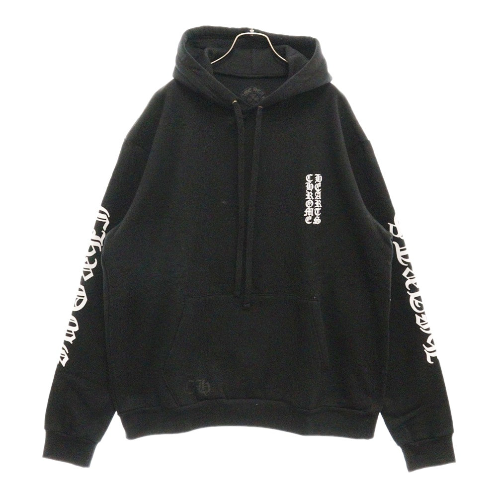CHROME HEARTS(クロムハーツ) SWTSHRT PLVR 袖ロゴプリントプルオーバーフーディ パーカー ブラック