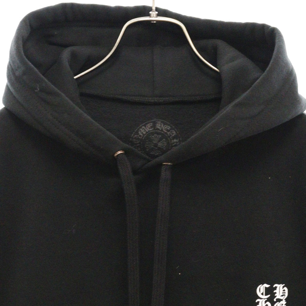 CHROME HEARTS(クロムハーツ) SWTSHRT PLVR 袖ロゴプリントプルオーバーフーディ パーカー ブラック