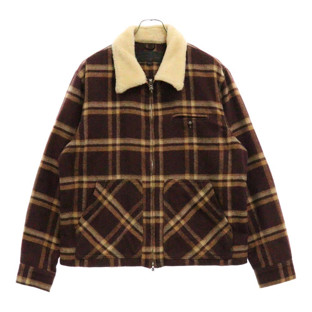 CHROME HEARTS(クロムハーツ) U BLACK SHEEP ボアチェックジップアップブルゾン ジャケット ブラウン