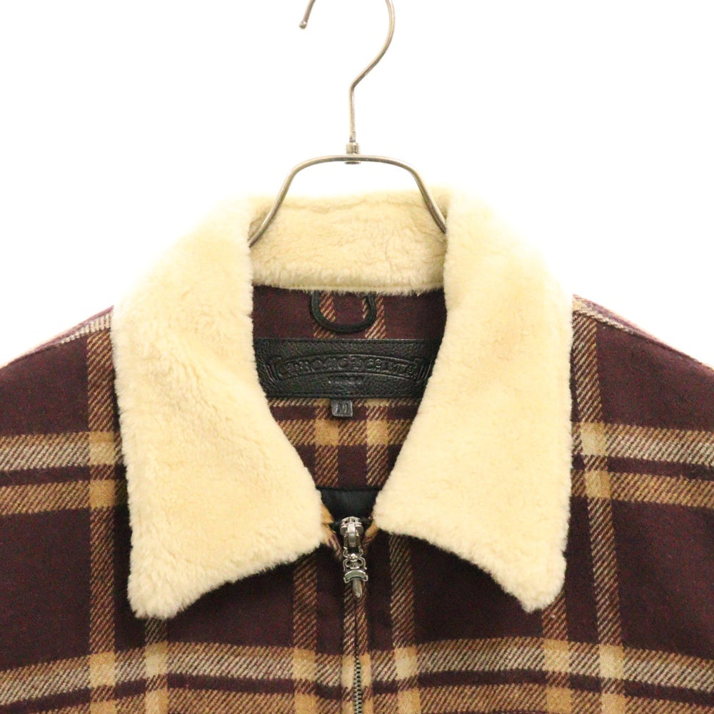 CHROME HEARTS(クロムハーツ) U BLACK SHEEP ボアチェックジップアップブルゾン ジャケット ブラウン