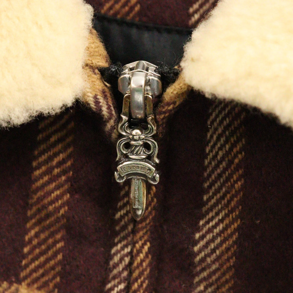 CHROME HEARTS(クロムハーツ) U BLACK SHEEP ボアチェックジップアップブルゾン ジャケット ブラウン