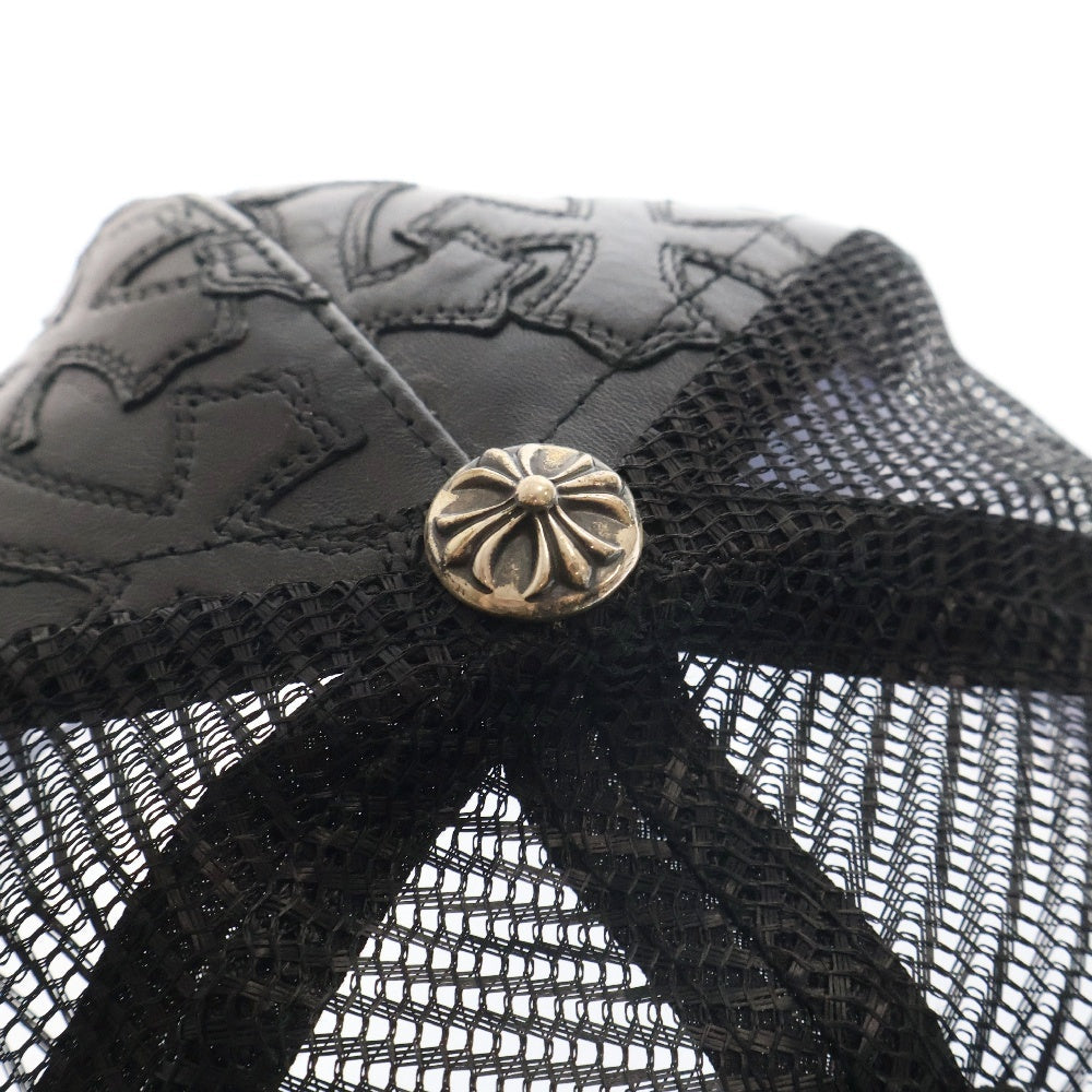 CHROME HEARTS(クロムハーツ) フルセメタリークロス レザートラッカーキャップ 帽子 ブラック