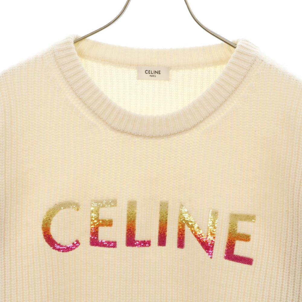 CELINE(セリーヌ) 22SS スパンコール リブ編み ロングスリーブ 長袖 ロゴニット セーター2A09X66Q