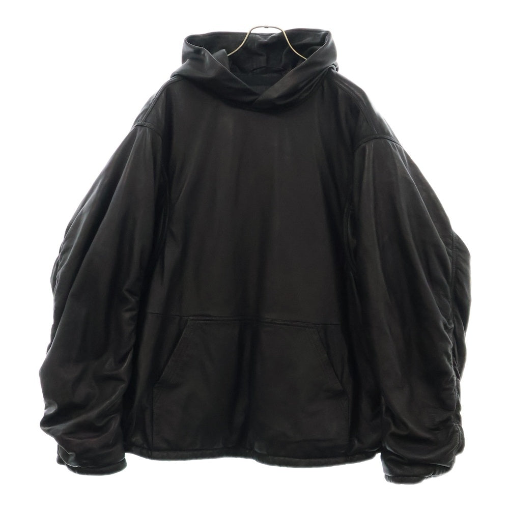 BALENCIAGA(バレンシアガ) Oversized Leather Hoodie シープスキン オーバーサイズ レザーフーディ ジャケット ブラック 719212 TMS02
