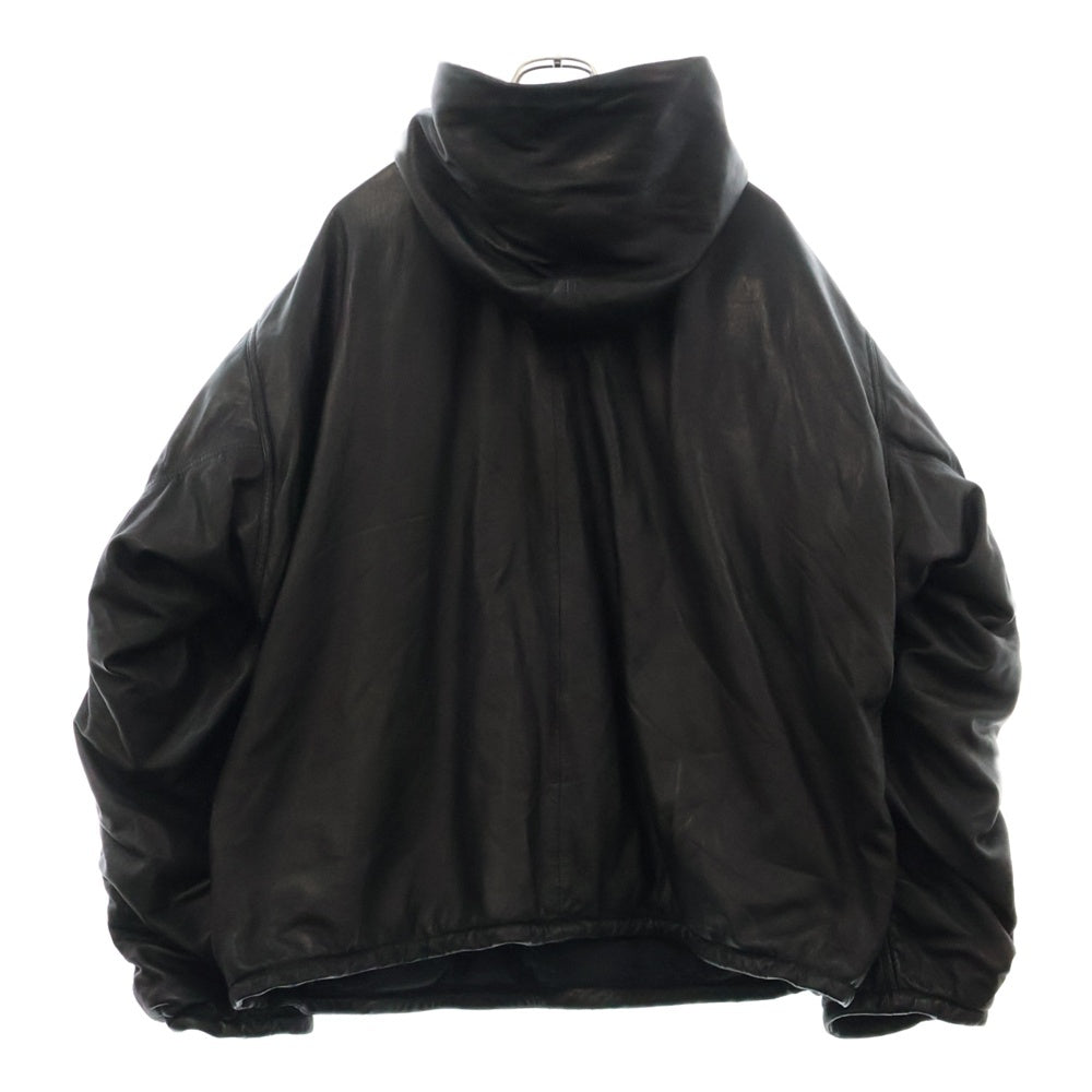 BALENCIAGA(バレンシアガ) Oversized Leather Hoodie シープスキン オーバーサイズ レザーフーディ ジャケット ブラック 719212 TMS02