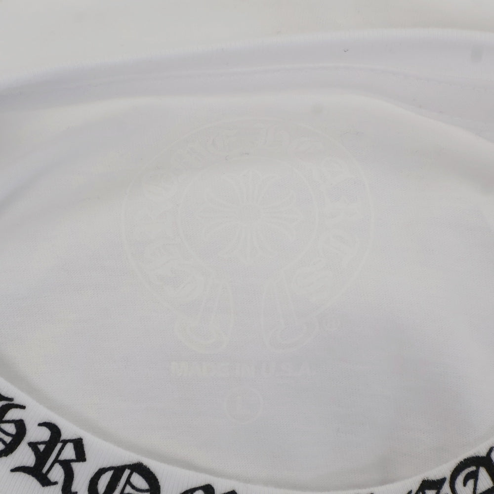 CHROME HEARTS(クロムハーツ) Neck Logo L/S Tee ネックロゴ プリント長袖Tシャツ カットソー ホワイト