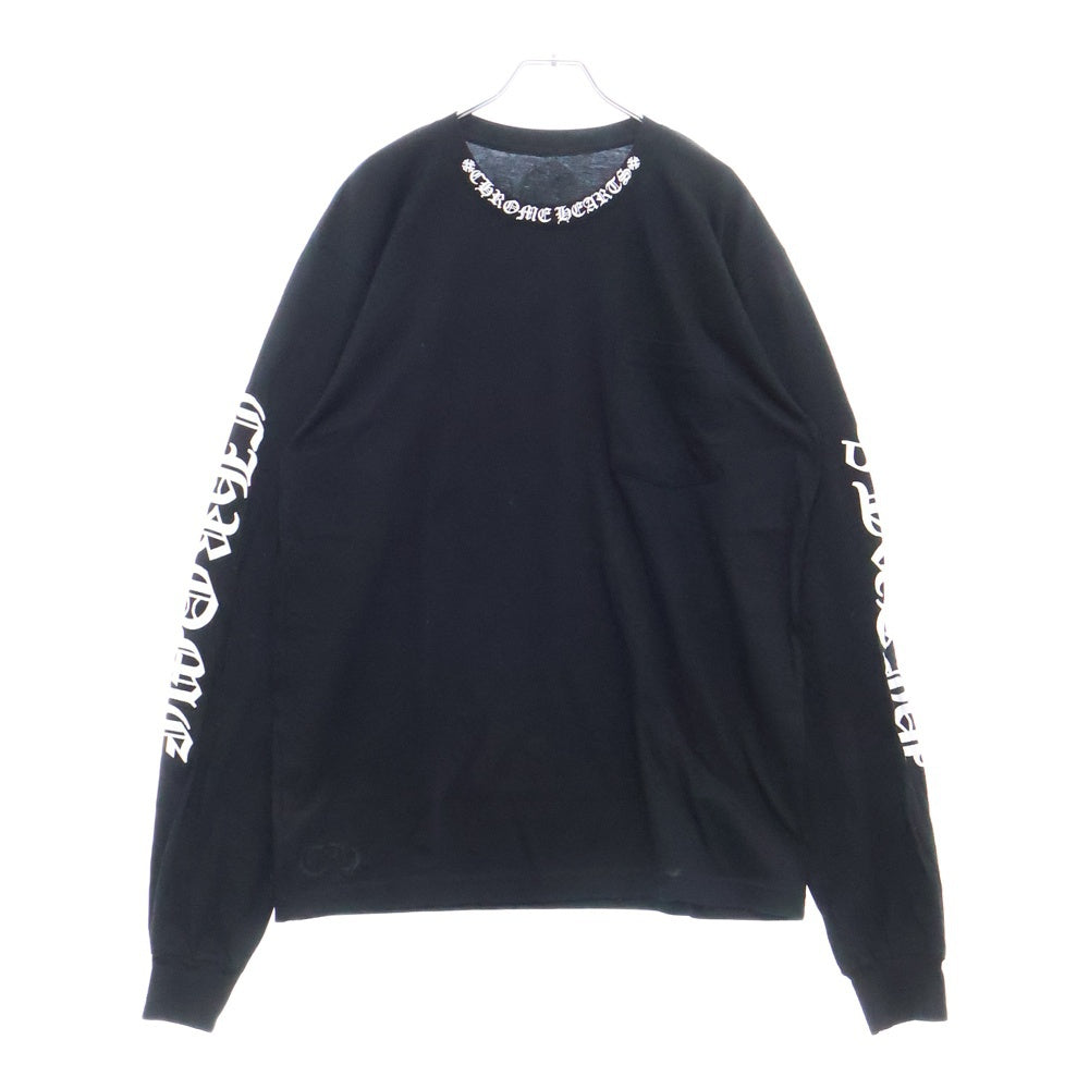CHROME HEARTS(クロムハーツ) Neck Logo L/S Tee ネックロゴ プリント長袖Tシャツ カットソー ブラック