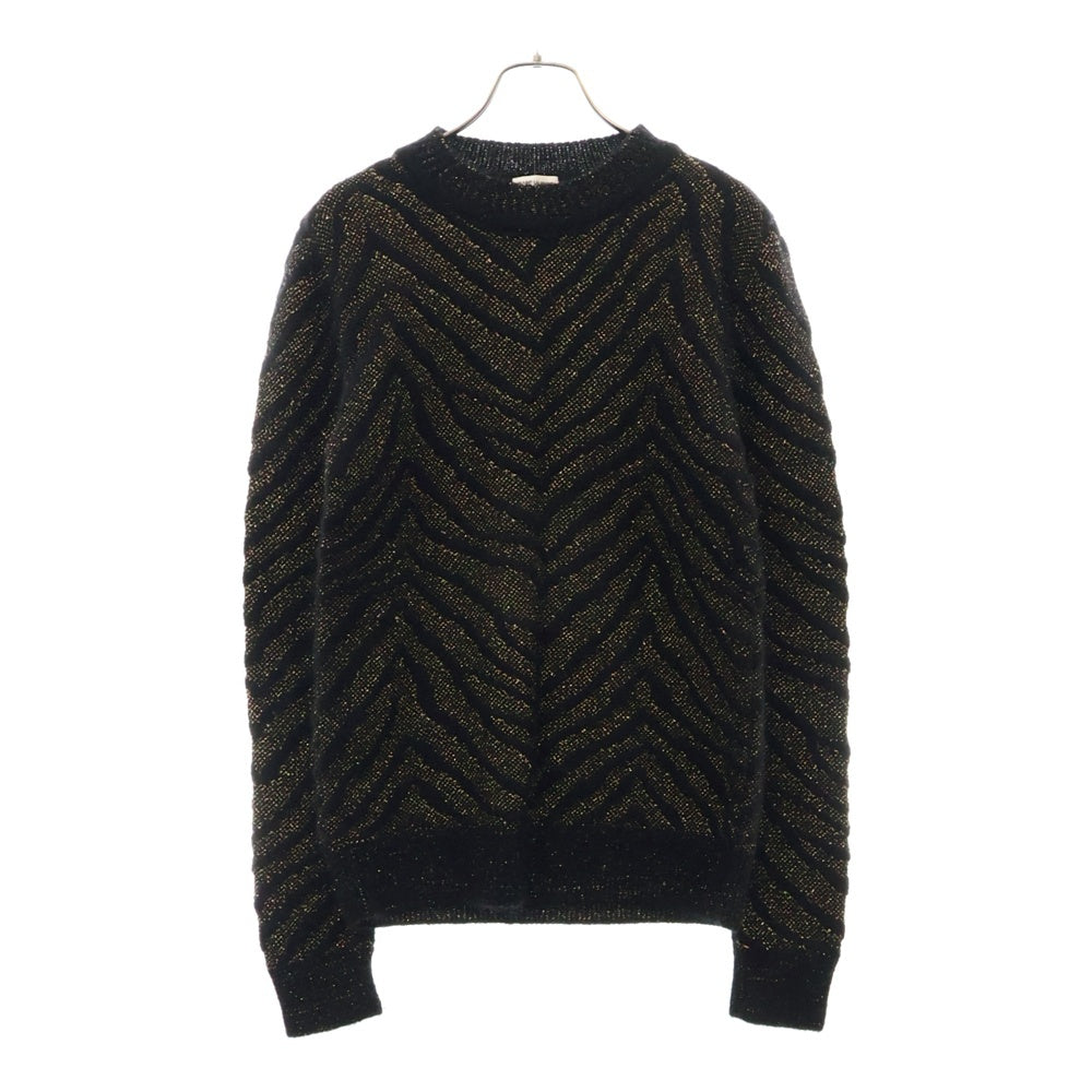 SAINT LAURENT PARIS(サンローランパリ) モヘヤ ウール ラメ 総柄長袖ニットセーター ブラック 536675 YA2WR