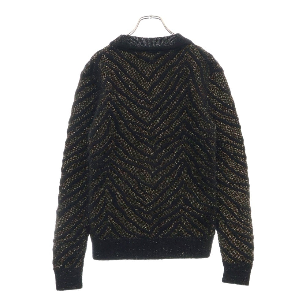 SAINT LAURENT PARIS(サンローランパリ) モヘヤ ウール ラメ 総柄長袖ニットセーター ブラック 536675 YA2WR