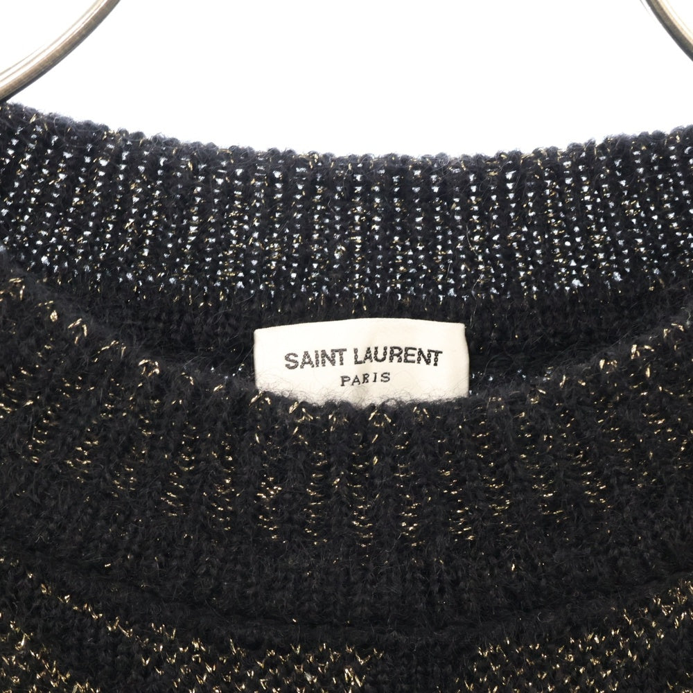 SAINT LAURENT PARIS(サンローランパリ) モヘヤ ウール ラメ 総柄長袖ニットセーター ブラック 536675 YA2WR