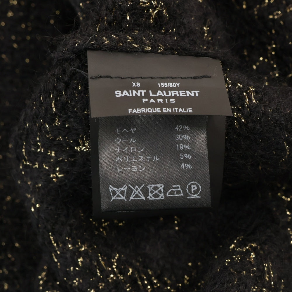 SAINT LAURENT PARIS(サンローランパリ) モヘヤ ウール ラメ 総柄長袖ニットセーター ブラック 536675 YA2WR