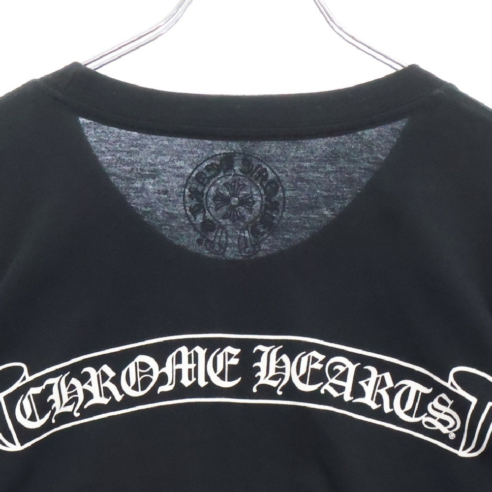 CHROME HEARTS(クロムハーツ) スクロールラベル 袖ロゴ 長袖クルーネックTシャツ ブラック/ホワイト