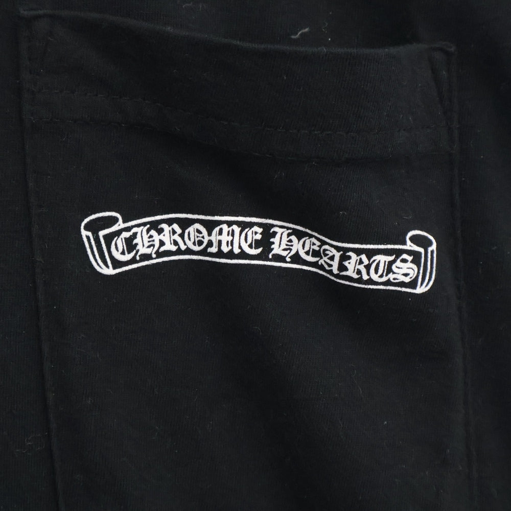 CHROME HEARTS(クロムハーツ) スクロールラベル 袖ロゴ 長袖クルーネックTシャツ ブラック/ホワイト