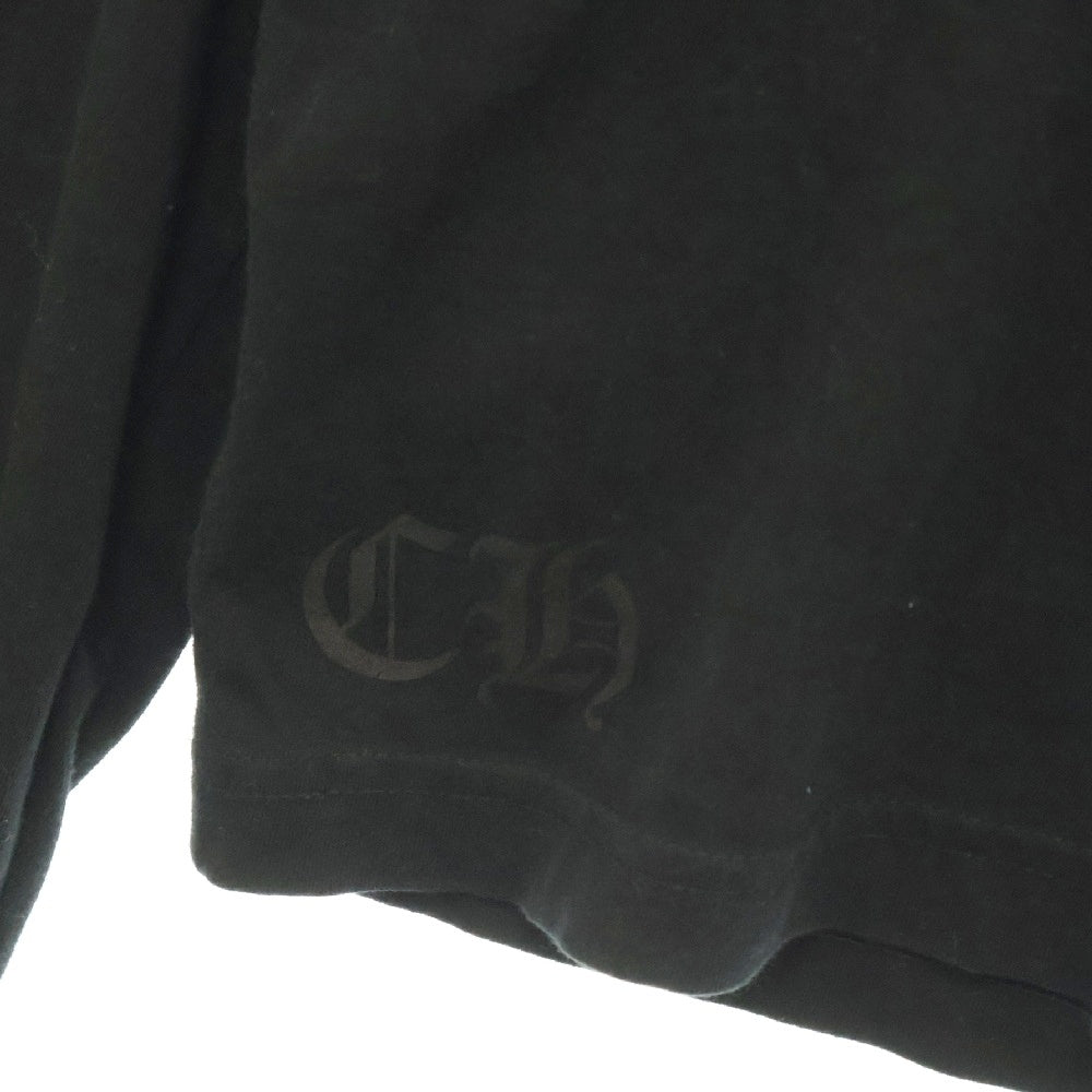 CHROME HEARTS(クロムハーツ) スクロールラベル 袖ロゴ 長袖クルーネックTシャツ ブラック/ホワイト