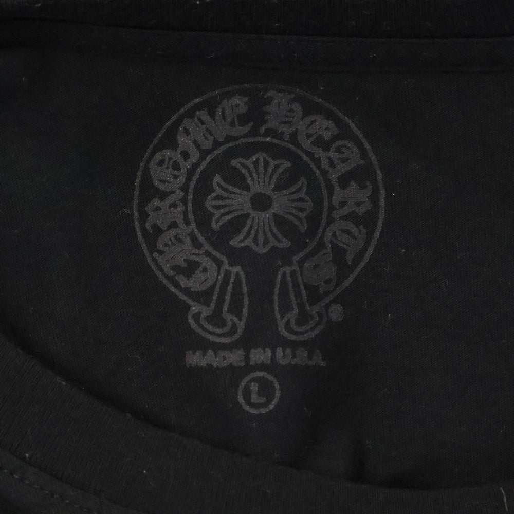 CHROME HEARTS(クロムハーツ) スクロールラベル 袖ロゴ 長袖クルーネックTシャツ ブラック/ホワイト