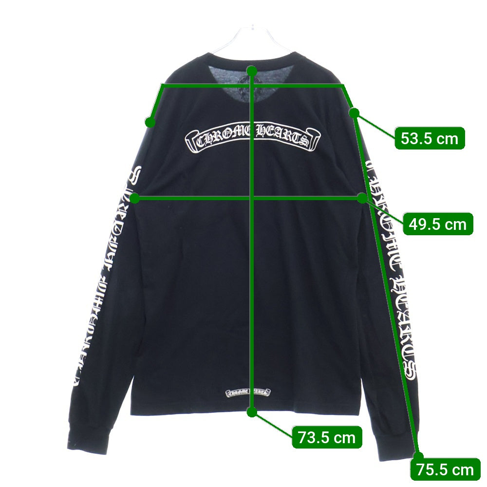CHROME HEARTS(クロムハーツ) スクロールラベル 袖ロゴ 長袖クルーネックTシャツ ブラック/ホワイト