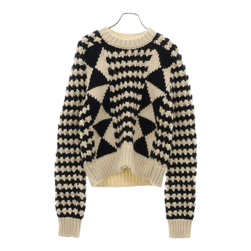 SAINT LAURENT PARIS(サンローランパリ) 厚手マルチブロック 編みセーター 長袖クルーネックニット アイボリー 528384 YA2UG