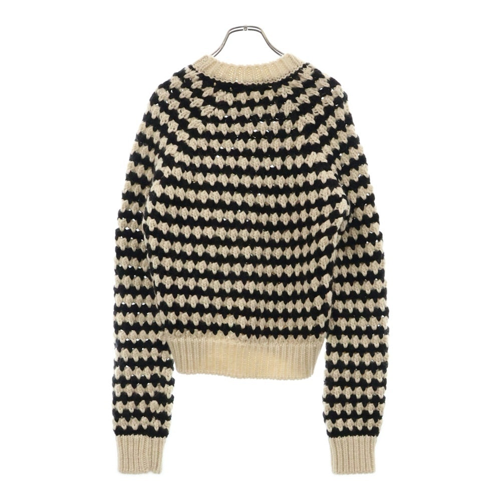 SAINT LAURENT PARIS(サンローランパリ) 厚手マルチブロック 編みセーター 長袖クルーネックニット アイボリー 528384 YA2UG