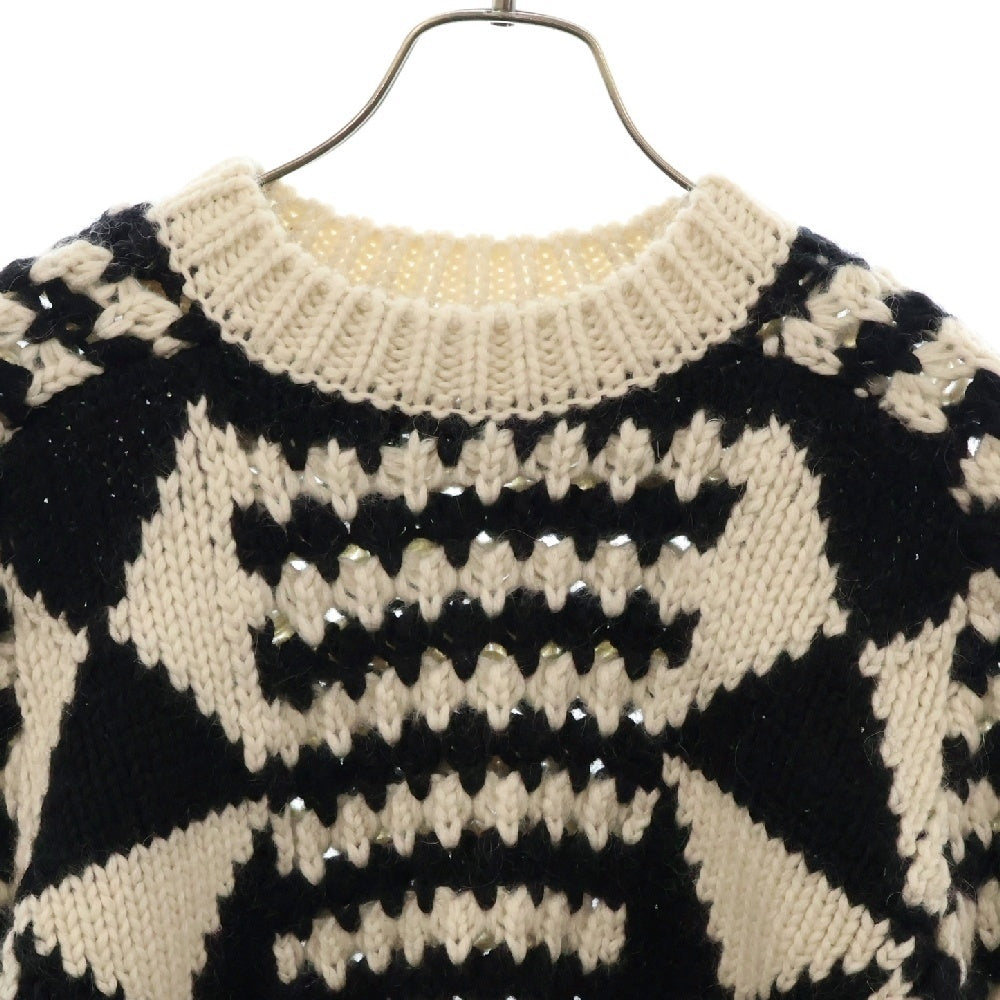 SAINT LAURENT PARIS(サンローランパリ) 厚手マルチブロック 編みセーター 長袖クルーネックニット アイボリー 528384 YA2UG