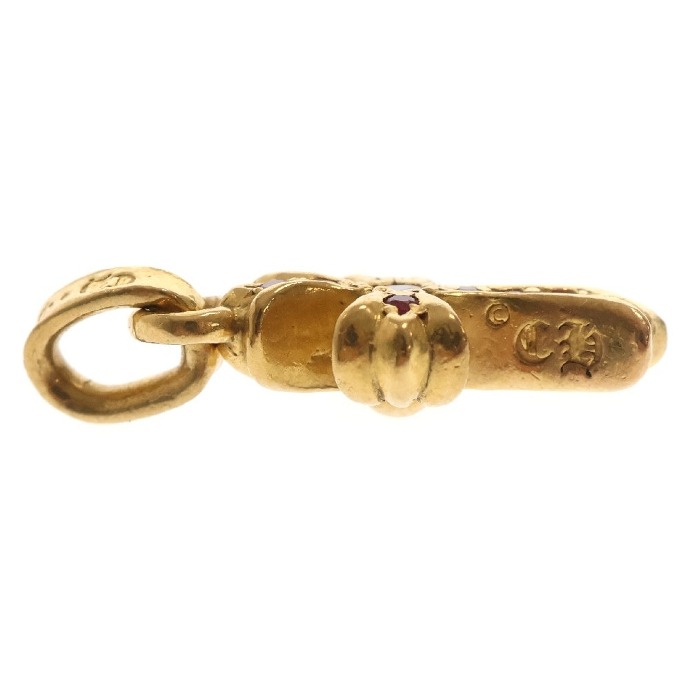 CHROME HEARTS(クロムハーツ) 22K CRS BBYFAT AFT P SAP P ベイビーファット アフター PAVEピンクサファイア チャーム ゴールドネックレストップ