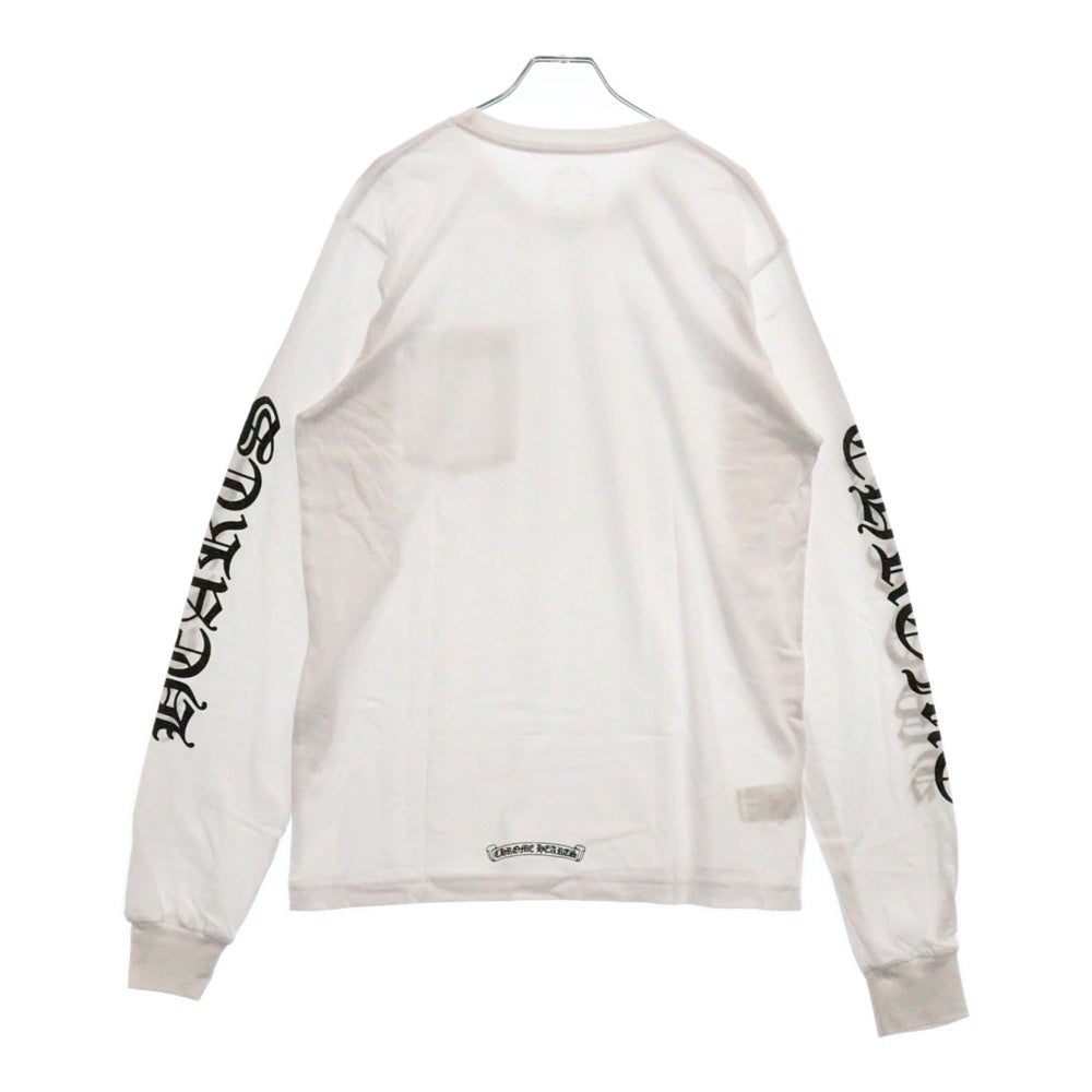 CHROME HEARTS(クロムハーツ) Neck Logo L/S Tee ネックロゴ プリント長袖Tシャツ カットソー ホワイト