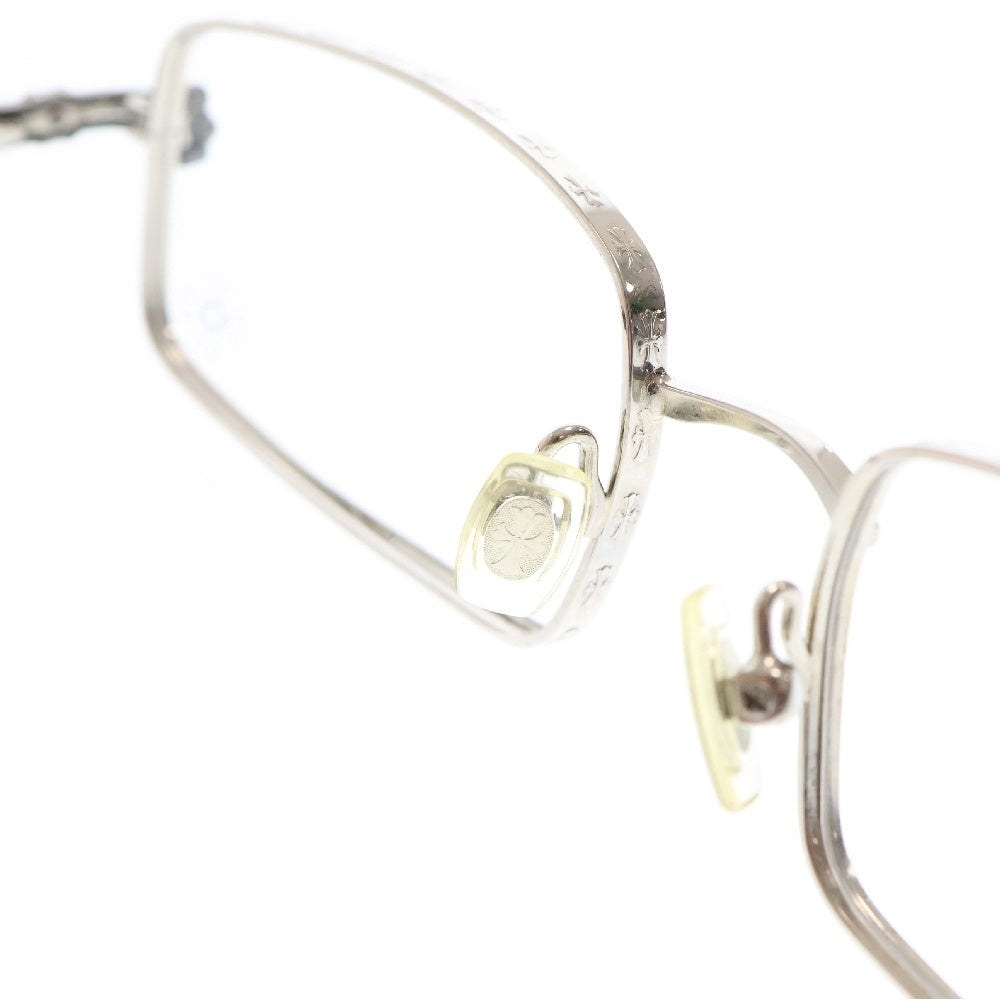CHROME HEARTS(クロムハーツ) AXE ANTIQUE SILVER EBONY WOOD CHクロス スクエアフレーム エボ二ウッド アイウェア メガネ ブラウン/シルバー