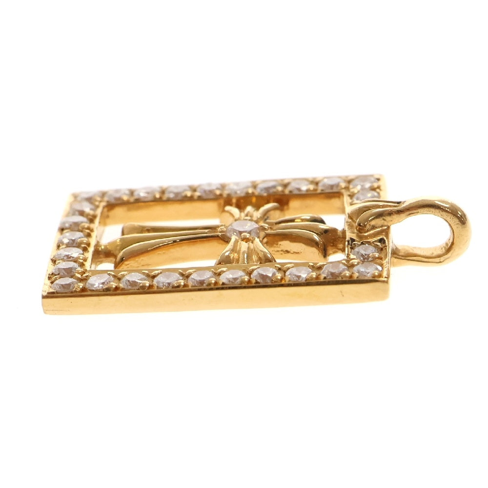 CHROME HEARTS(クロムハーツ) 22K FRMD OPN BBYFAT P/D 22K フレームドオープン ベイビーファット PAVEダイヤ ゴールドネックレストップ