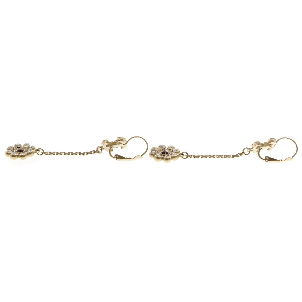 CHANEL(シャネル) 18C ココマーク ラインストーン フラワーモチーフ イヤリング ゴールド