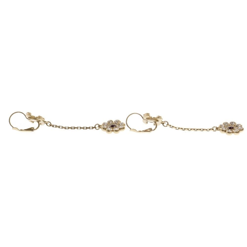 CHANEL(シャネル) 18C ココマーク ラインストーン フラワーモチーフ イヤリング ゴールド