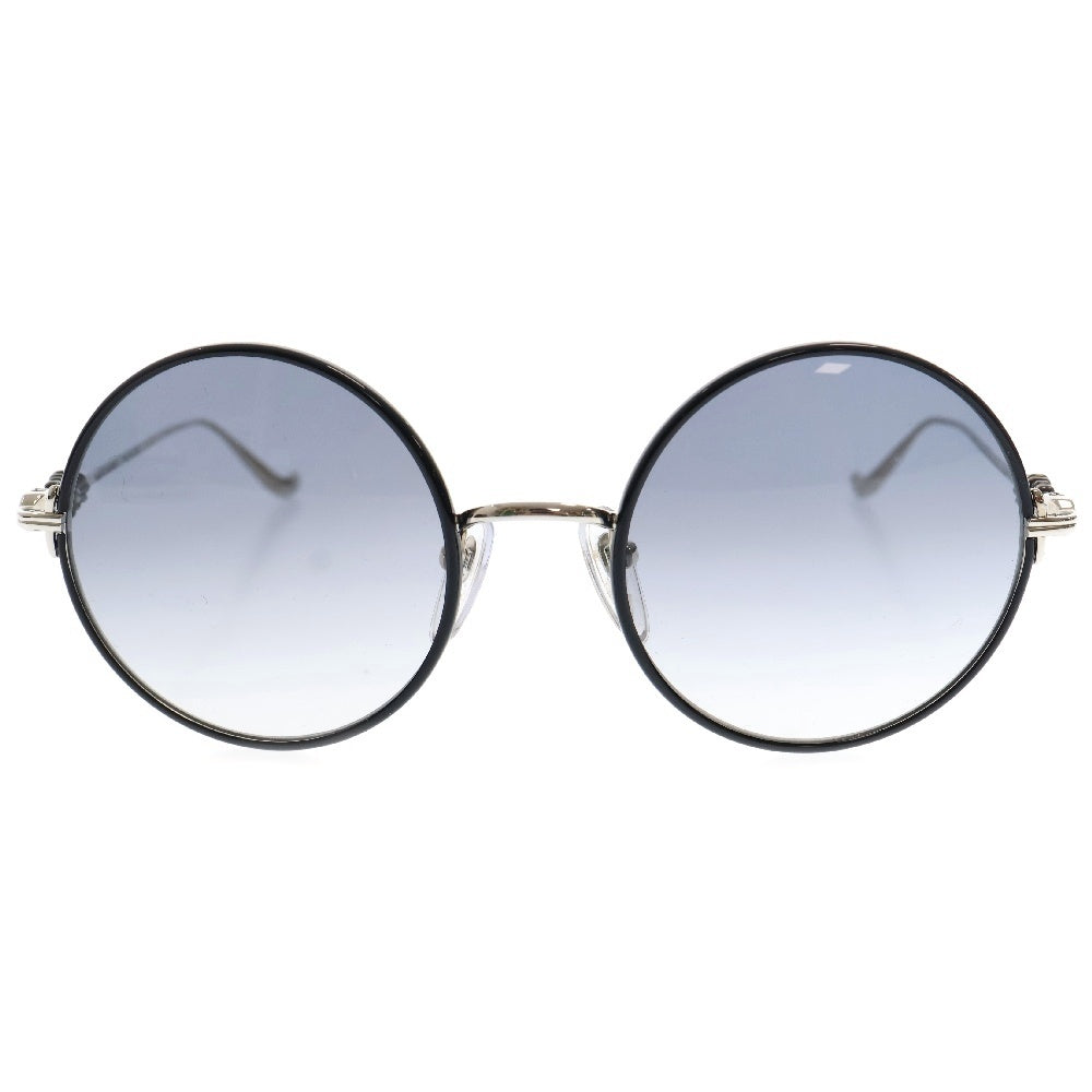 CHROME HEARTS(クロムハーツ) OVARYEASY フローラルテンプル ラウンドブラックレンズ メタリックフレームサングラス シルバー/ブラック
