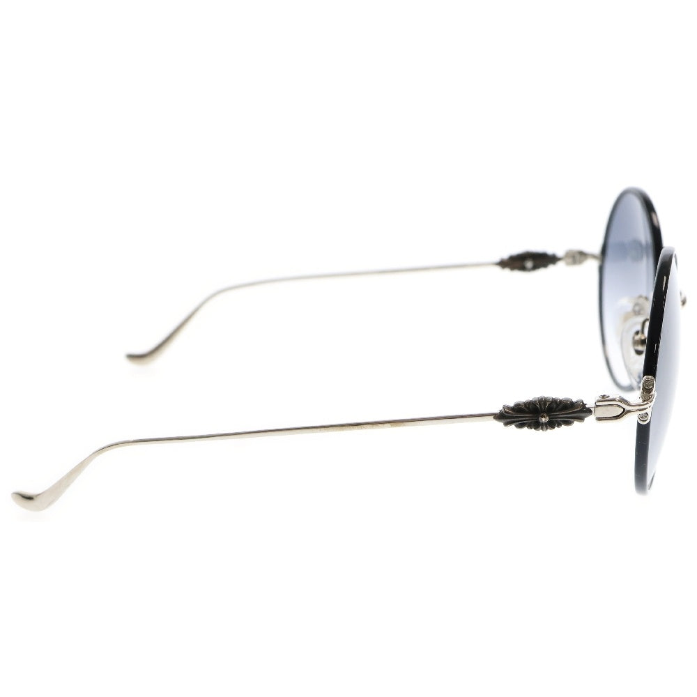 CHROME HEARTS(クロムハーツ) OVARYEASY フローラルテンプル ラウンドブラックレンズ メタリックフレームサングラス シルバー/ブラック