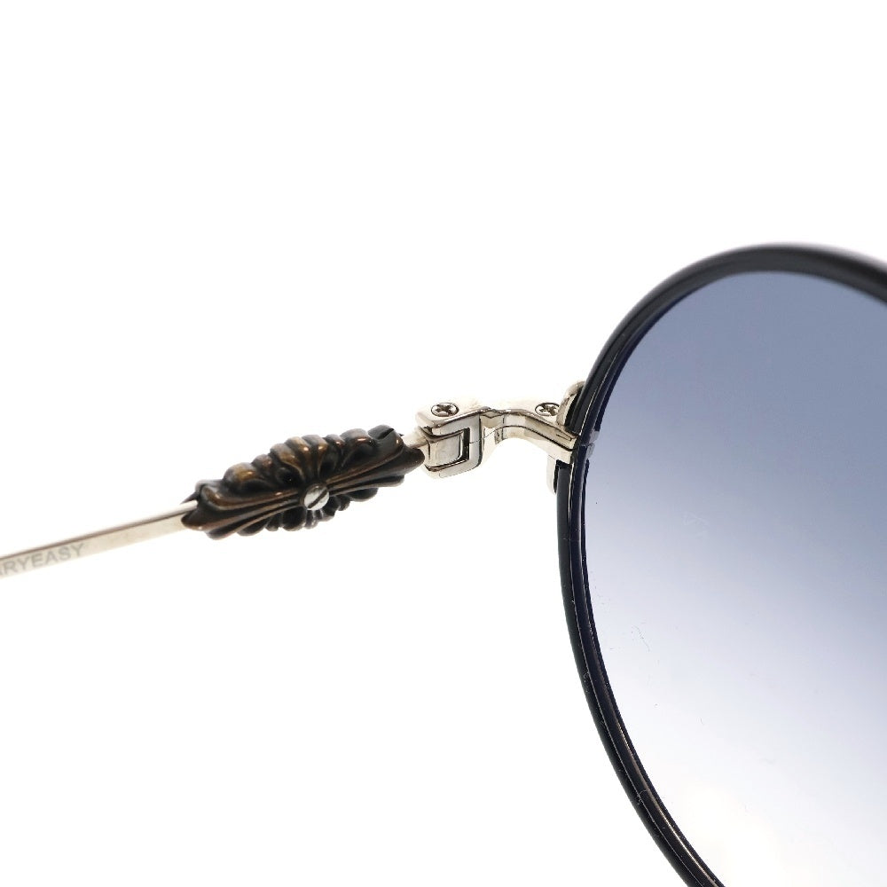 CHROME HEARTS(クロムハーツ) OVARYEASY フローラルテンプル ラウンドブラックレンズ メタリックフレームサングラス シルバー/ブラック