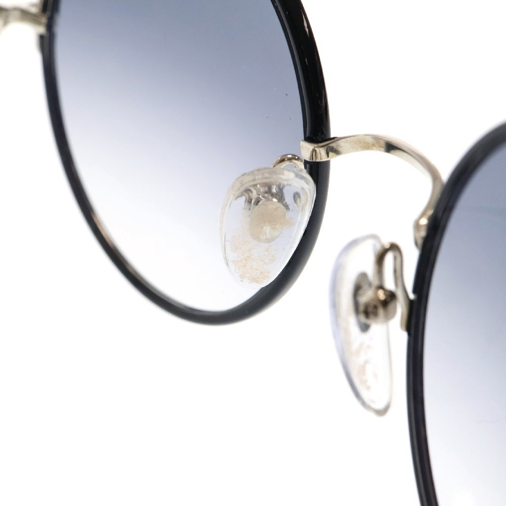 CHROME HEARTS(クロムハーツ) OVARYEASY フローラルテンプル ラウンドブラックレンズ メタリックフレームサングラス シルバー/ブラック
