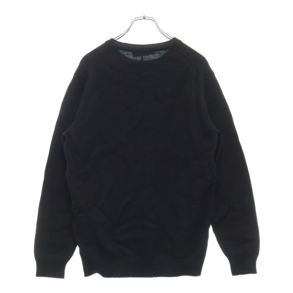 FENDI(フェンディ) GIROCOLLO KARL KOLLAGE AMB CO FZY020 立体ワッペン刺繍 クルーネックニット長袖セーター ブラック