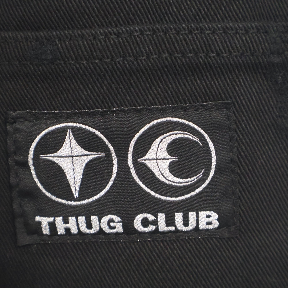 THUG CLUB(サグクラブ) TC LEATHER WASHING DENIM PANTS TC24PT2102 TCレザー ウォッシングデニムデニムパンツ ブラック デストロイ加工 ブラック