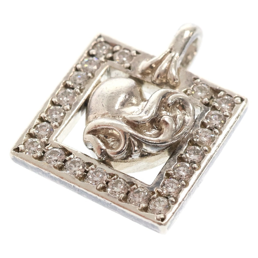 CHROME HEARTS(クロムハーツ) FRAMED HEART フレームドオープンハート PAVEダイヤ チャーム ペンダントトップ シルバー