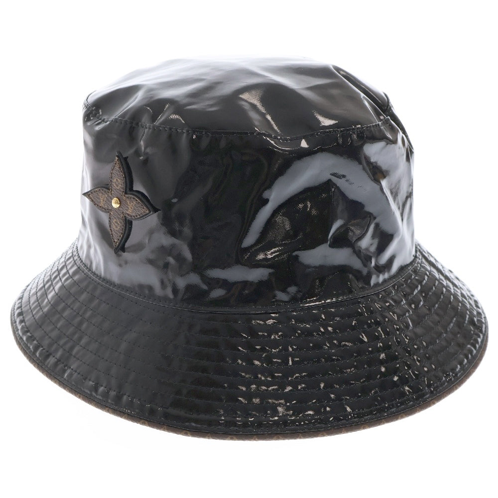 LOUIS VUITTON(ルイヴィトン) モノグラムフラワー ボブ レイニー デイ エナメル バケットハット 帽子 ブラック M77020