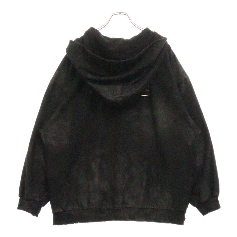 BALENCIAGA(バレンシアガ) キャンペーンロゴ ダメージ加工 ジップアップフーディーパーカー ブラック 720424 TNVK5