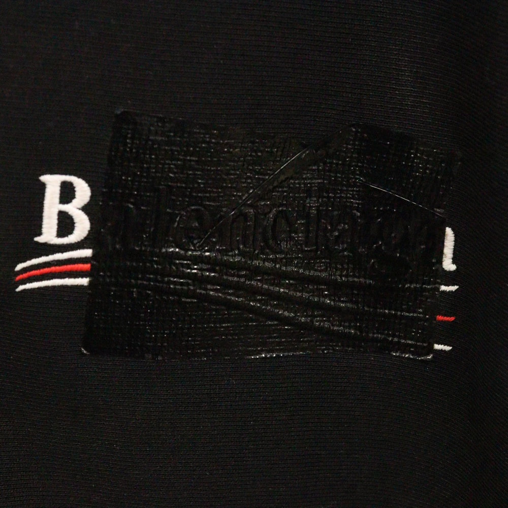 BALENCIAGA(バレンシアガ) キャンペーンロゴ ダメージ加工 ジップアップフーディーパーカー ブラック 720424 TNVK5