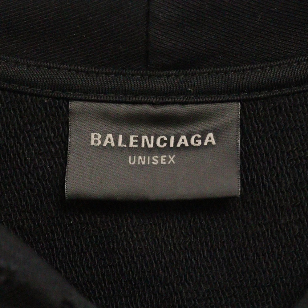 BALENCIAGA(バレンシアガ) キャンペーンロゴ ダメージ加工 ジップアップフーディーパーカー ブラック 720424 TNVK5