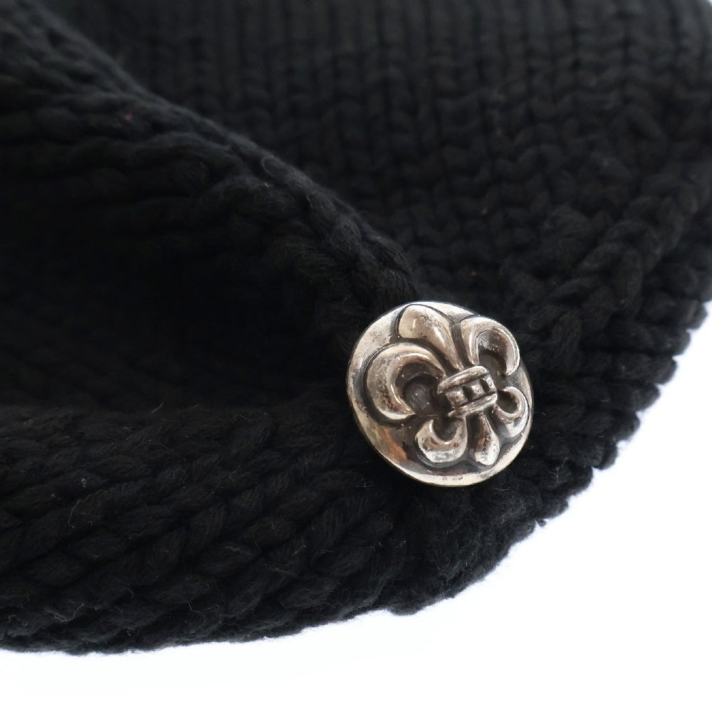 CHROME HEARTS(クロムハーツ) BS FLARE BEANIE BSフレア ビーニー レザーパッチ BSフレアボタン ニットキャップ ブラック/シルバー