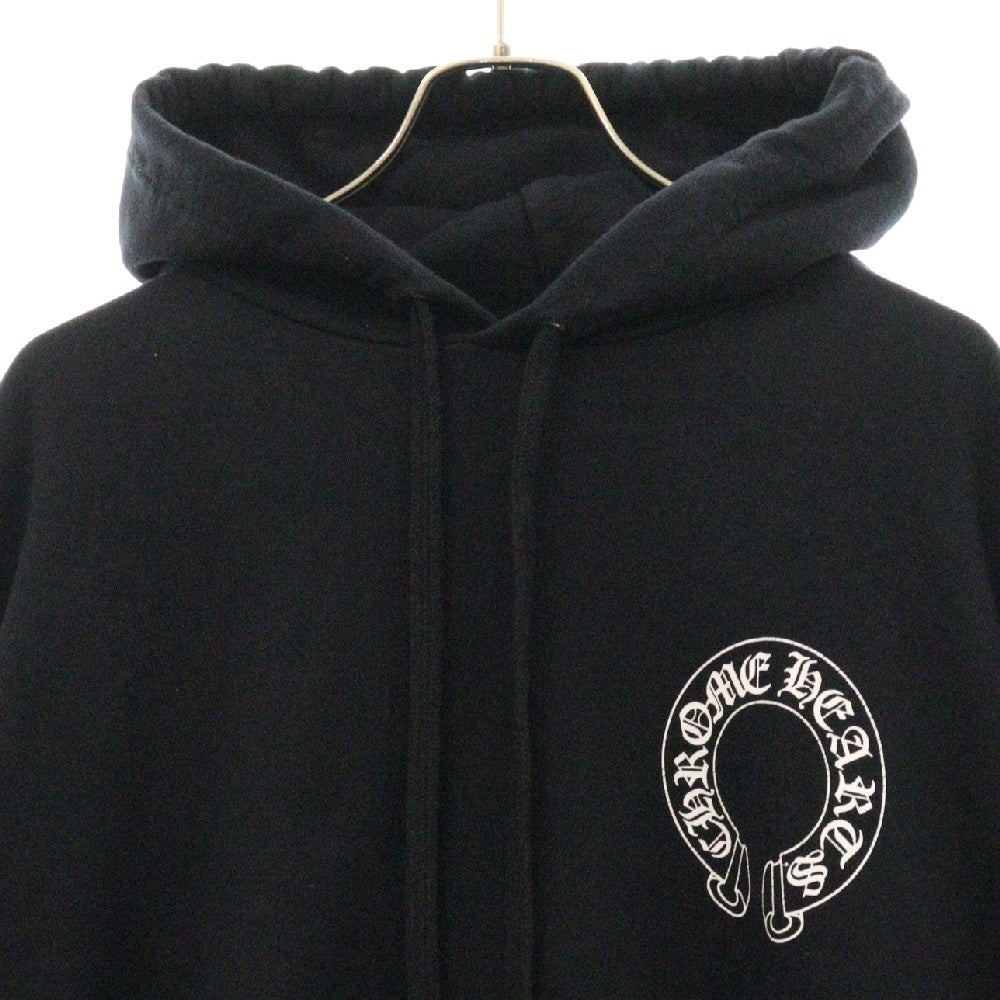 CHROME HEARTS(クロムハーツ) 袖ステンシル バックホースシュー プリント プルオーバーパーカー ブラック