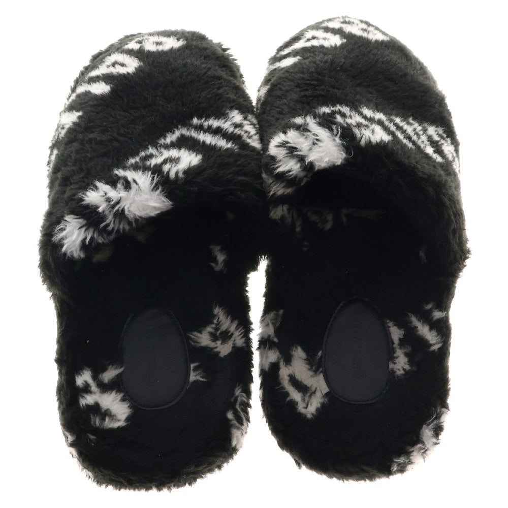 BALENCIAGA(バレンシアガ) LOGO JACQUARD FAKE FUR ロゴジャガードフェイクファーサンダル 624582 W2B40 ブラック
