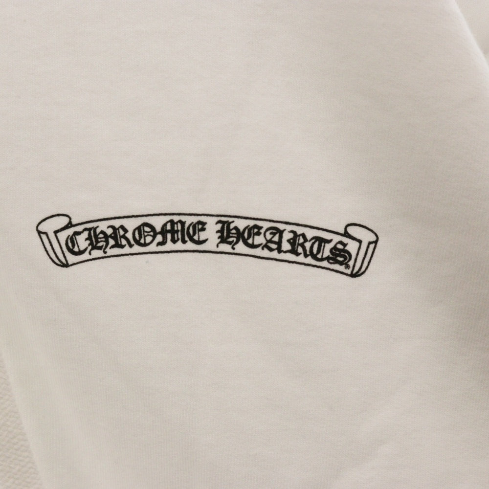 CHROME HEARTS(クロムハーツ) Zip Up Hoodie バックスクロール 袖ロゴプリント ジップアップフーディー パーカー ホワイト