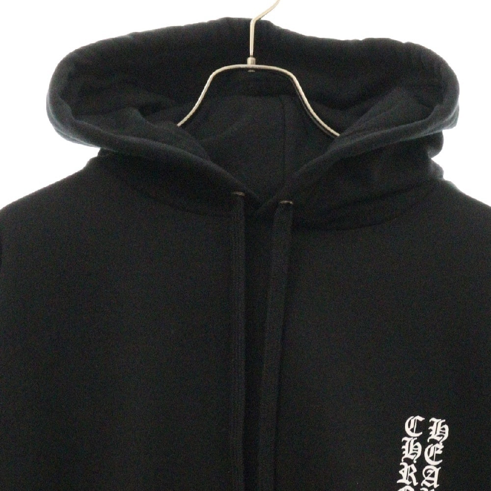 CHROME HEARTS(クロムハーツ) SWTSHRT PLVR 袖ロゴプリントプルオーバーフーディ パーカー ブラック