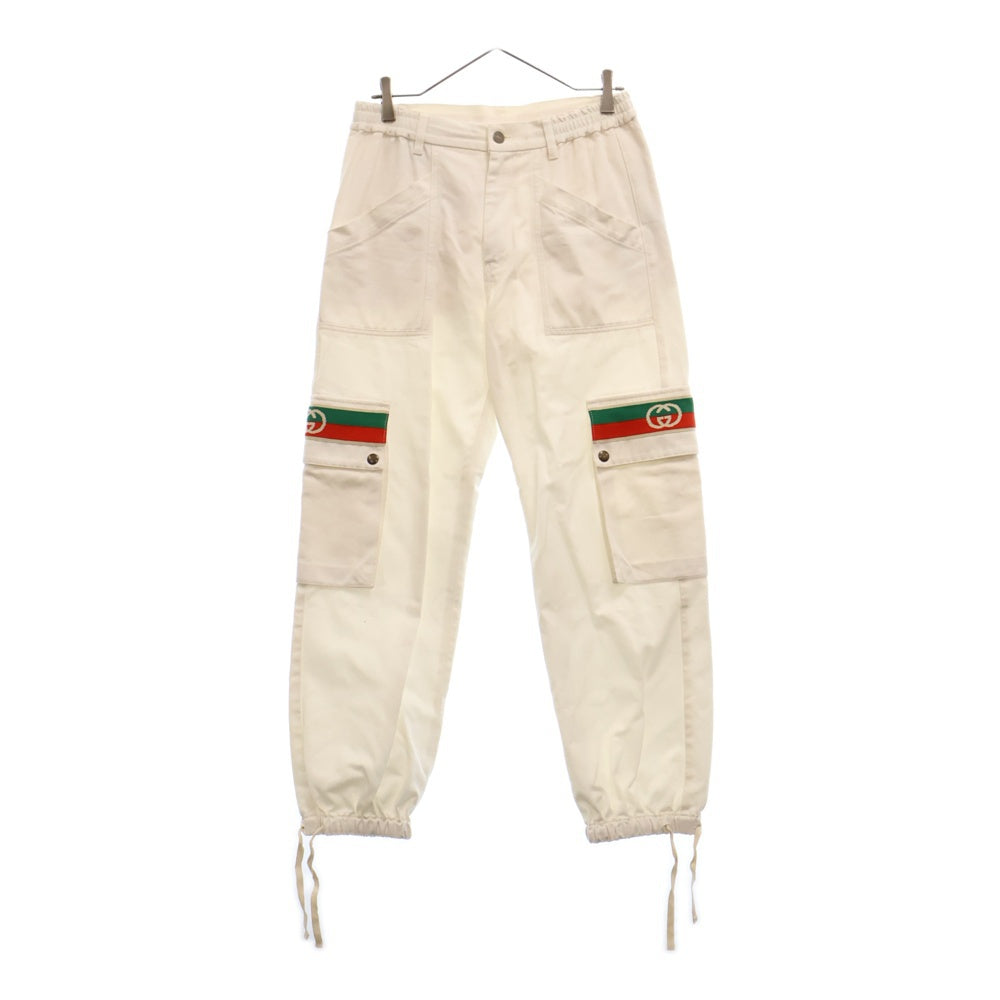 GUCCI(グッチ) インターロッキングGシェリーラインカーゴロングパンツ ホワイト